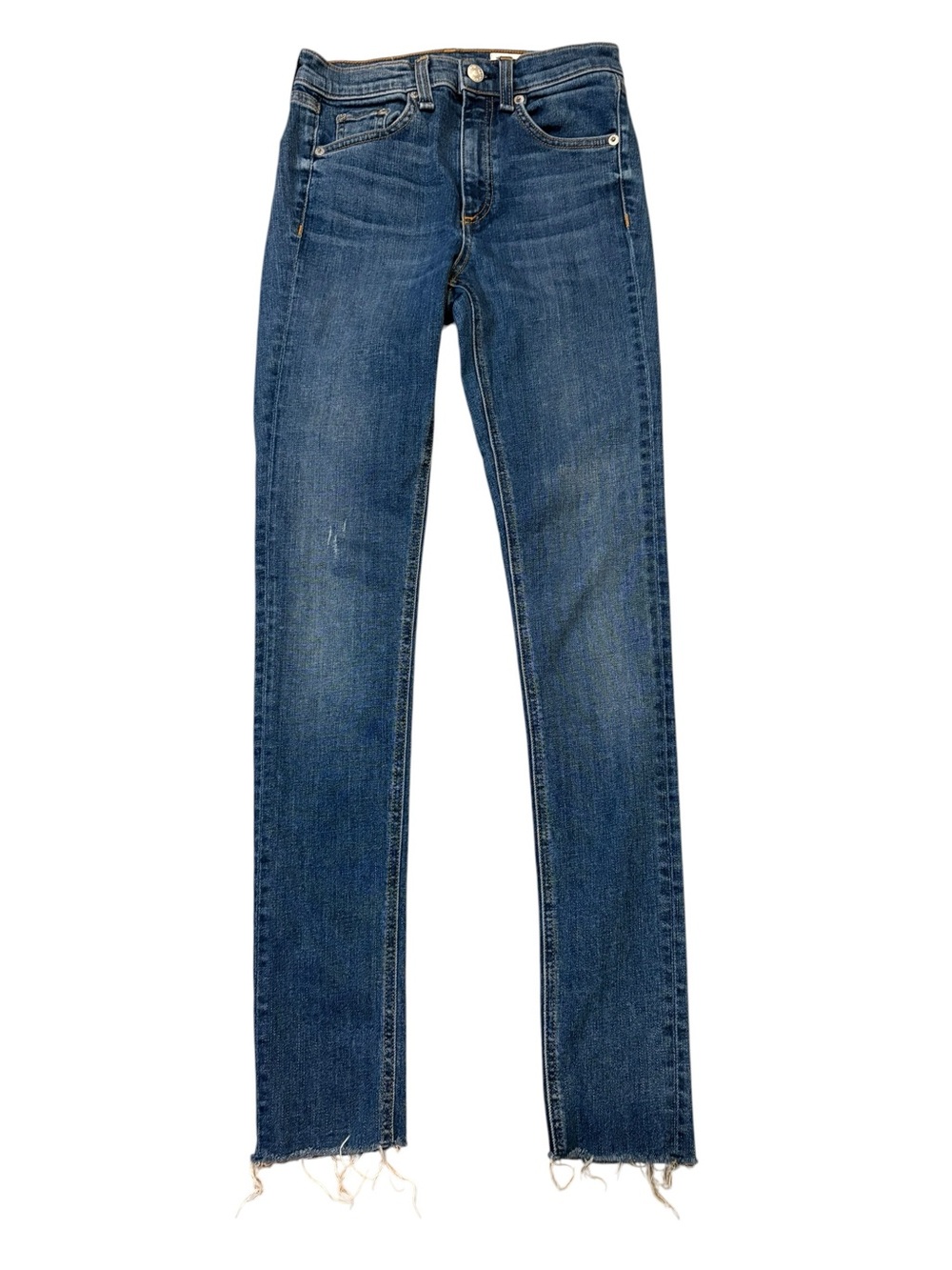 Rag & Bone High Rise Skinny Raw Hem Jeans.  Size 24